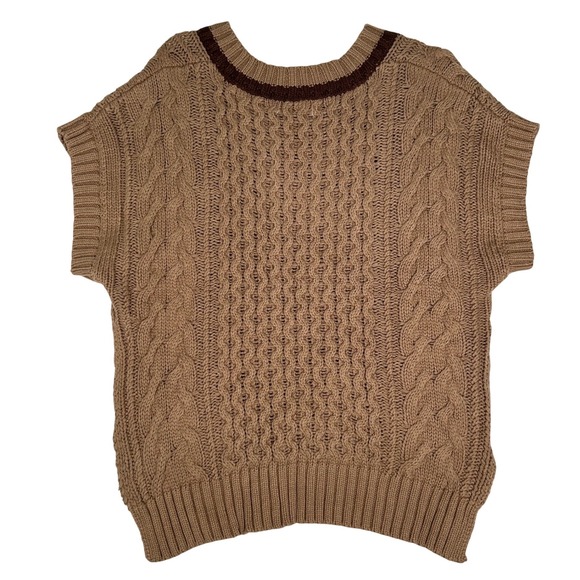 MyStyle Loft Tan Short-Sleeved High Low Sweater V-Neck Women's Size XL NWT - Picture 5 of 6